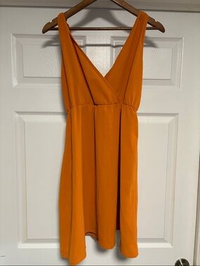 SHEIN Orange Sleeveless V-Neck Mini Dress